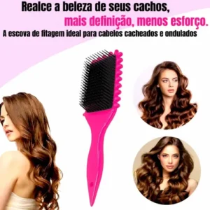 Escova Gringa Fitagem Raquete Cabelo Cacheado Definidora Modeladora Cacho Profissional Mariazinha - Imagem 5