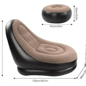 Poltrona Inflável Ultra Lounge Com Pufe Sofá Preguiçoso Cor Marrom - Imagem 3