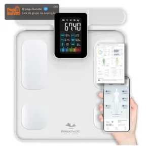 Balança Bioimpedância Corporal Digital Profissional 8 Eletrodos Bodyscan Pro - Relaxmedic Cor Branca - Imagem 1
