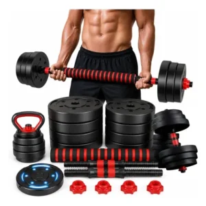 Kit Halteres Barra E Anilhas Musculação Kettlebell Ajustáveis Peso Academia 15kg - Imagem 9