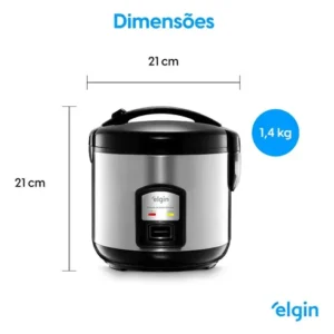 Panela De Arroz Elétrica Gran Rizzo 700w Elgin 10 Xíc Preto - Imagem 4