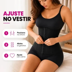 Cinta Modeladora Abdominal Feminina Esbelt 404 Emborrachada Cotton Afina Cintura Redutora Barriga Compressão Postural 4 Barbatanas - Preto EG - Imagem 6