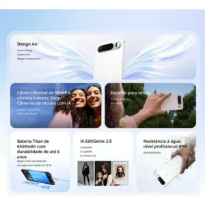 Smartphone Celular Realme 16 5g 256gb 12gb Ram Dual Sim Câmera De 50mp Lumacolor Image Espelho para Selfies Bateria 6550mah Impermeável Ip69 Pro 4200nit Amoled Branco - Imagem 4