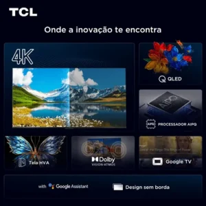 Smart TV TCL 55 Polegadas QLED 4K P7K WiFi Bluetooth Google TV HDR10+ Dolby Atmos Dolby Vision 55P7K - Imagem 5
