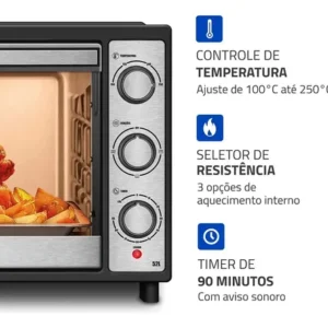 Forno Elétrico 52l Family Grill Inox Mondial 1800w Frn-52-bi - Imagem 6