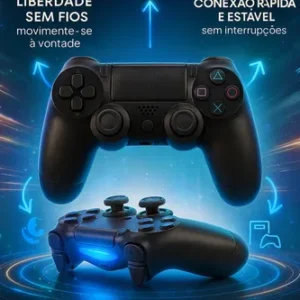 Controle Sem Fio Bluetooth Para Ps4 Videogame Joystick Tv Samsung Pc P4 Ps 4 Dual Shock Manete Pc Gamer Controle Bluetooth Tv Smart Sem Fio Celular Headset Com P2 Cor Preto - Marca REDFIN - Imagem 9