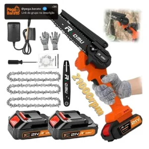 Mini Motoserra Elétrica Portátil 6 Pol Duas Baterias 700w - Imagem 1