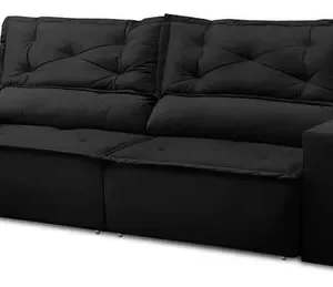 Sofá Retrátil E Reclinável Com Molas 1,80m Livia Suede Preto - Imagem 6