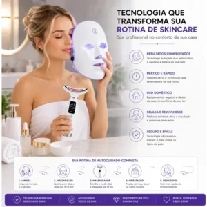 Kit Máscara Led Fototerapia 7 Cores + Massageador Facial Pro - Imagem 9