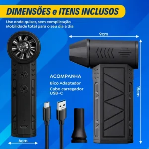 Mini Ventilador Soprador Ar Turbo 130000RPM Sem Fio Recarregável USB 3 Níveis Jato Forte Portátil Multiuso Limpeza Teclado Carro Acende Churrasqueira Simake - Imagem 12