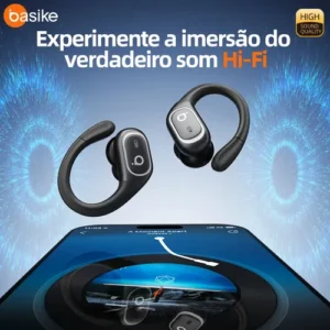 Basike Fone De Ouvido Bluetooth 6.0 Esportivo Sem Fio Gancho Intra-auricular,estéreo,Com display Led, Tws, Ipx5, Enc, Suporta Chamadas De Voz, Compatível Android E Ios, Cor Preto - Imagem 8