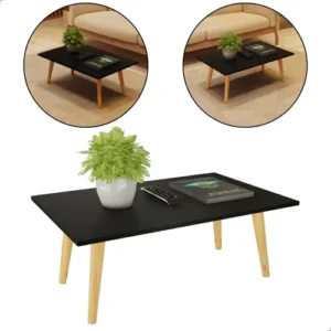 Mesa de centro retangular Inaugura Móveis apoio sala Classic Pés em Madeira cor preto - Imagem 8