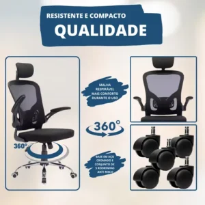 Cadeira De Escritório Até 150kg Executiva Presidente Office - Imagem 7
