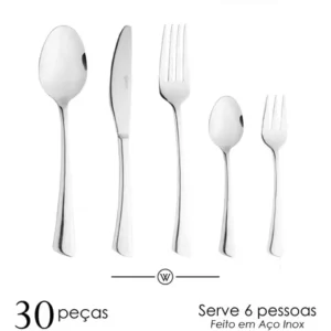 Faqueiro 30 Peças Verona Aço Inox Wolff com Caixa Presenteável - Faqueiro 06 Pessoas - Imagem 3