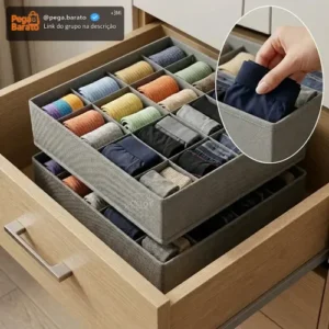 Kit 2 Organizador Colmeia De Roupas Gaveta Guarda Roupa 24 Divisórias Ciclo Alternativa Cor Cinza - Imagem 1