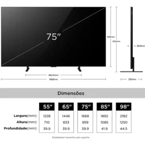 Smart TV TCL 75 Polegadas QLED Mini LED 4K A400M WiFi Bluetooth Google TV HDR10+ 144 Hz VRR 75A400M - Imagem 4