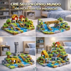 Kit 100 Blocos Magnéticos De Montar Construção Brinquedo - Imagem 5