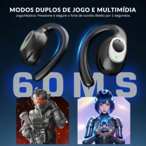 FORESTORY Fone de Ouvido Bluetooth 5.4 OWS TWS Sem Fio X5 Open Ear Esportivo com Gancho Display LED HD Microfone Grave Potente para Academia Corrida Compatível iPhone Samsung Xiaomi Motorola Android - Imagem 10