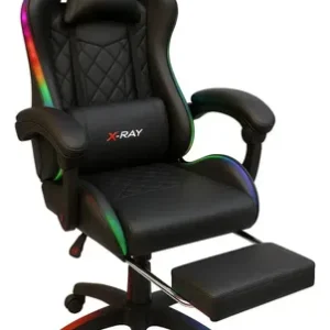 Cadeira gamer e escritório x-ray fit com led rgb ergonômica cor preta material do estofamento couro sintético - Imagem 10