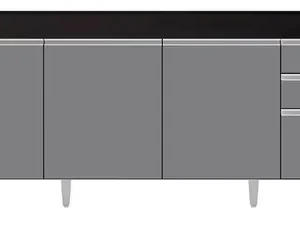 Balcão Gabinete Para Pia 180cm Sem Tampo Dallas Preto/cinza - Imagem 7