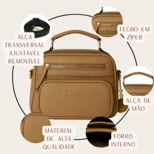 Bolsa Bag Feminina Média Baú Elegante Alça Ombro E Tiracolo - Imagem 3