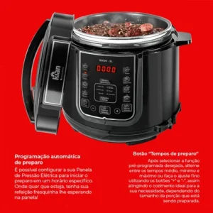 Panela De Pressão Elétrica 5 Litros Aço Inox Preto Multifuncional Kian Ppe 101 - Imagem 4