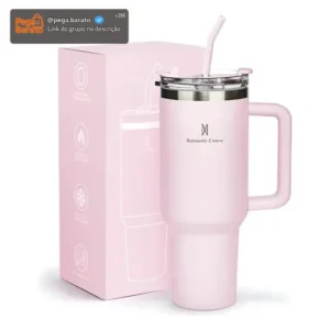 Copo Térmico Gigante 1,2l Inox Com Tampa E Inox Canudo Cor Rosa Cor Pura / Material Fosco - Imagem 1