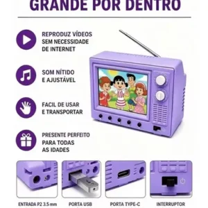 Mini Tv Portátil Retrô, Tela Usb Hd Recarregável De 2,4 - - Imagem 5