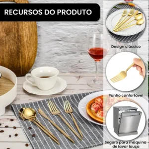 Kit Talheres 30 Peças Jogo De Talheres Inoxidável Faqueiro - Imagem 6