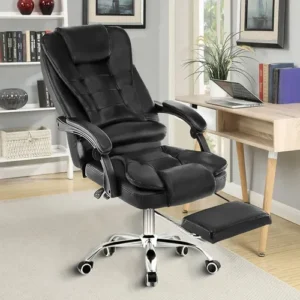 Cadeira De Escritório Presidente Ergonômica Python Fly Couro Sintético Encosto Ajustável Com Trava E Apoio Para Pés Cor Preta - Imagem 5