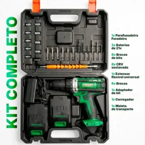 Parafusadeira Furadeira 21v 1300mah Com 2 Baterias Recarregável Sem Fio Maleta Completa Several Importados - Imagem 4