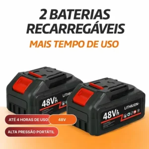 Lava Jato Portátil Alta Pressao Lavadora 2 Baterias + Maleta Preto Recarregavel Elétrica Lavar Carro Profissional Potência Turbo Limpeza Compacta Potente Regulável Lavagem Automotivo - Imagem 6