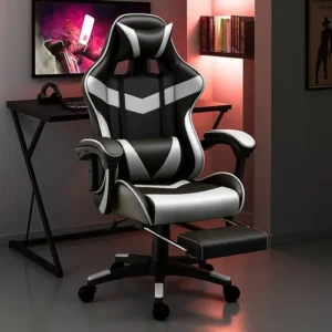 Cadeira De Escritório Gamer Nitro Ergonômica Estofado Couro Sintético Reclinável Altura Ajustável Apoio Para Pés Cor Branco Luvinco - Imagem 11