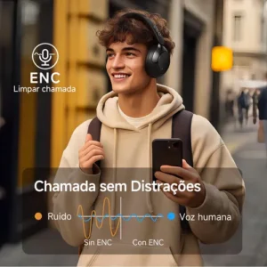 Headset QCY H3 Pro ANC 50dB Bluetooth 5.4 Multiponto 55h Cor Preto - Imagem 6