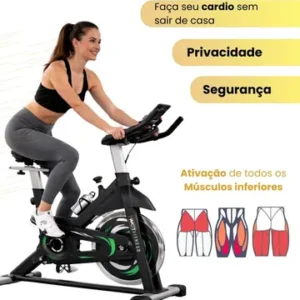Bicicleta Ergométrica Spinning 20kg Wct Fitness Cor Preto/Verde - Imagem 6