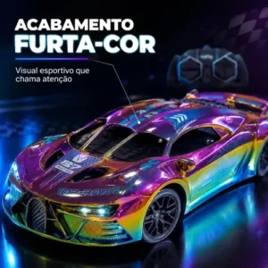 Carrinho Controle Remoto Recarregável Grande Solta Fumaça Luzes Farol Esportivo Cor Metalizado Led Drift Hyper Atacarejo Kids - Imagem 7