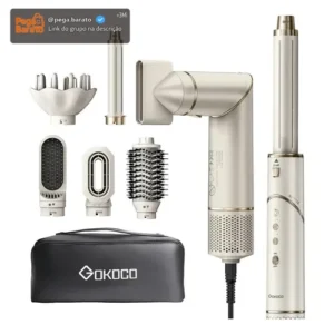 Secador De Cabelo Gokoco Com 7 Em 1 Escova Hot Air Styler Cor Palha - Imagem 1