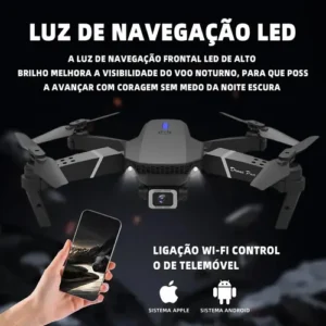 Mini Drone E88 Pro Com Câmera Dupla Wifi Com Case 2 Baterias + Ligenai Jozy Mini Controle Remoto Drone 2.4 Ghz - Imagem 5