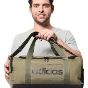 Mala Duffel Pequena Linear Feminino E Masculino adidas Cor Olive Strata / Black Desenho do tecido Liso - Imagem 5