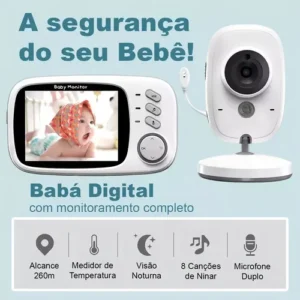 Baba Eletrônica Baby Monitor Vb603 Visão Noturna Dual Audio Cor Branco Estary Shop - Imagem 4