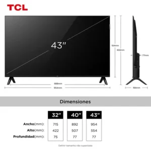 Smart TV TCL 43 Polegadas Full HD QLED S5K WiFi Bluetooth Google TV 2 HDMI HDR10 Dolby Audio 43S5K - Imagem 3