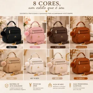 Bolsa Bag Feminina Média Baú Elegante Alça Ombro E Tiracolo - Imagem 8