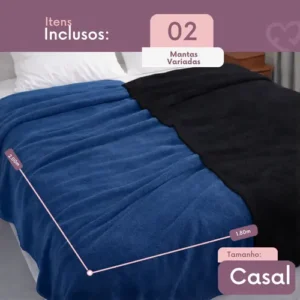 2 Coberta Manta Soft Casal Microfibra Veludo 2,00x1,80 Mts - Imagem 4