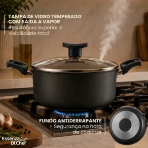 Conjunto De Panelas 9 Peças Antiaderente Com Tampa De Vidro E Utensílios Fogão A Gás Preto - Imagem 8