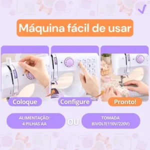 Máquina De Costura Reta ImportWay 12 Pontos Doméstica IWMC-505 Portátil Branco - Imagem 3