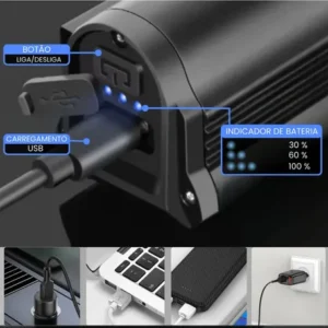 Farol Monster 5 Led Tg3 Lanterna Bike 20.000 Lumens Forte Potente Recarregável Usb Bicicleta - Marca Camperluz - Imagem 5