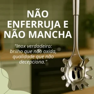 Kit 4 Utensílios Inox Cozinha Colher Concha Escumadeira - Imagem 4