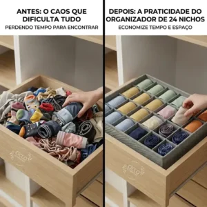 Kit 2 Organizador Colmeia De Roupas Gaveta Guarda Roupa 24 Divisórias Ciclo Alternativa Cor Cinza - Imagem 6