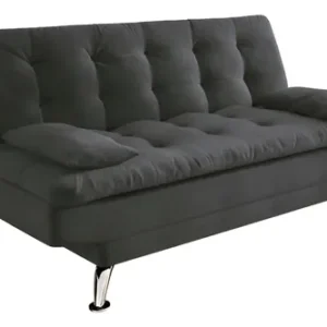 Sofá-cama 3 Lugares Casal Premium Suede Cinza Cinza Florido - Imagem 2