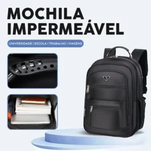 Mochila Masculina Impermeável Faculdade Alça Reforçada Preto - Imagem 5